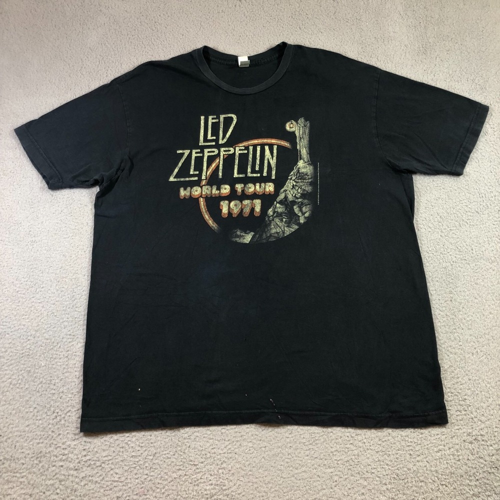 led zeppelin t shirt mens 2XL black sun faded 2007 band tee